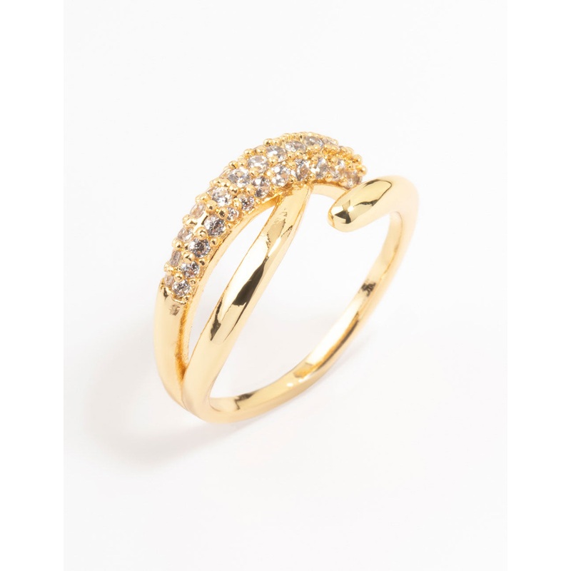 Gold Plated Cubic Zirconia Criss Cross Ring