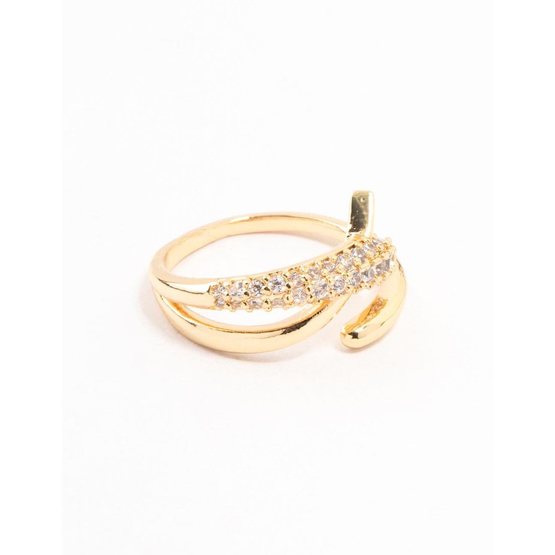 Gold Plated Cubic Zirconia Criss Cross Ring