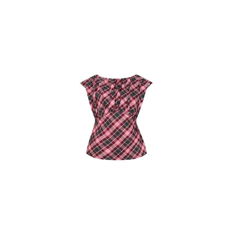 ISOBEL TOP PINK PETROL TARTAN|4|6|8|10|12|14|16|18|20
