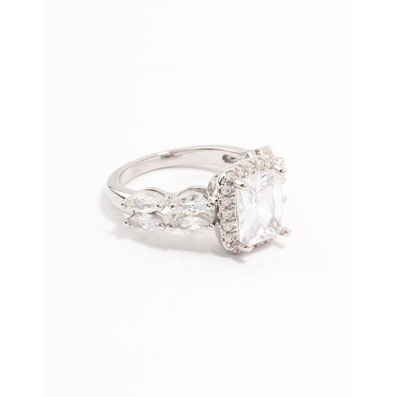 Silver Eloquent Cubic Zirconia Rectangular Ring