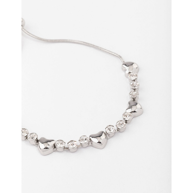 Silver Heart & Diamante Bracelet