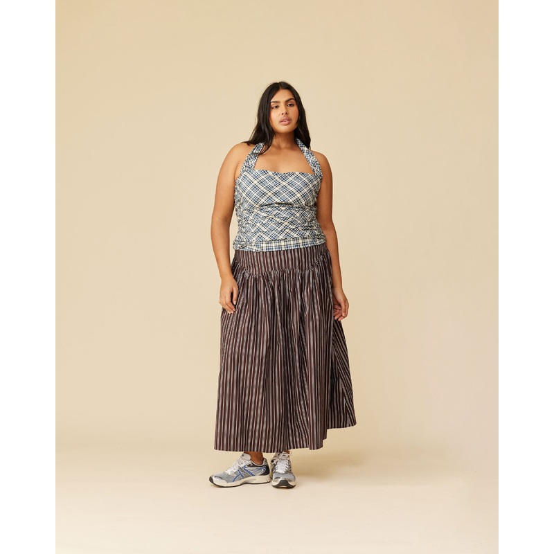 TRULLI SKIRT BROWN PINSTRIPE|4|6|8|10|12|14|16|18|20|22