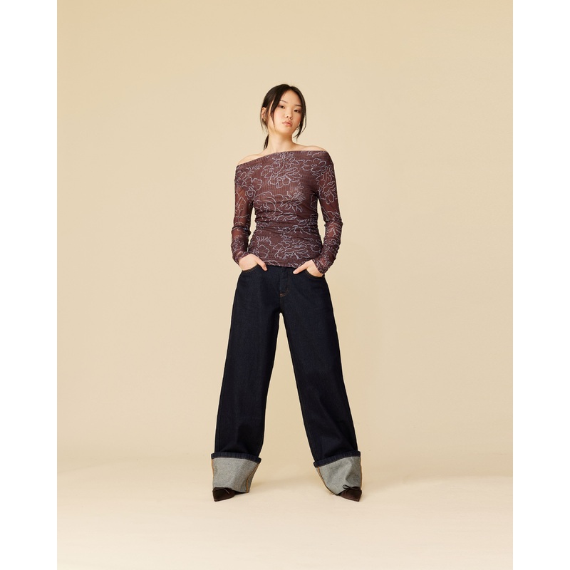 VALERIA MESH LONG SLEEVE BURGUNDY FLORAL