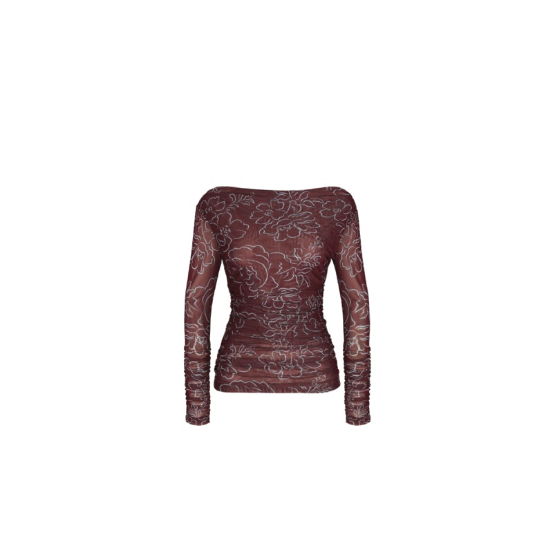 VALERIA MESH LONG SLEEVE BURGUNDY FLORAL