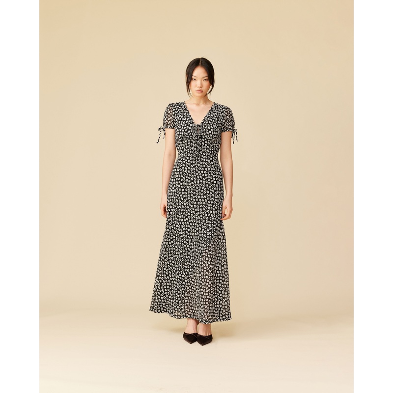 WENDY CRINKLE DRESS BLACK DAISY