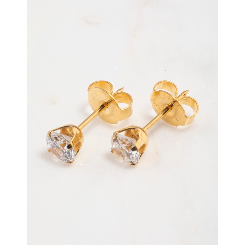 Gold 24K Cubic Zirconia 24K Piercing Stud