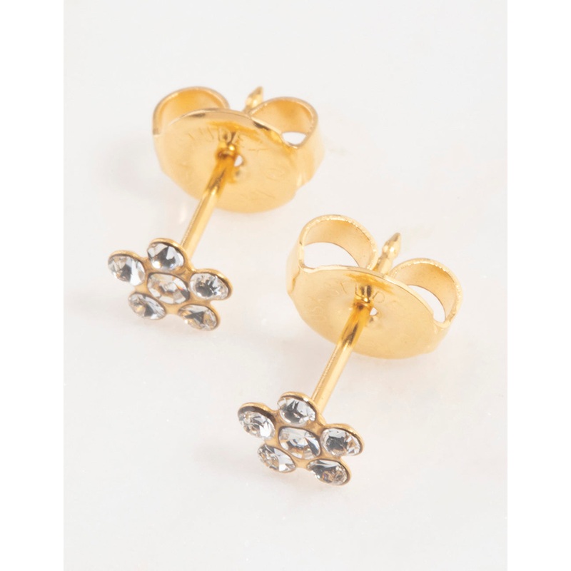 Gold 24K Daisy Crystal Percing Stud