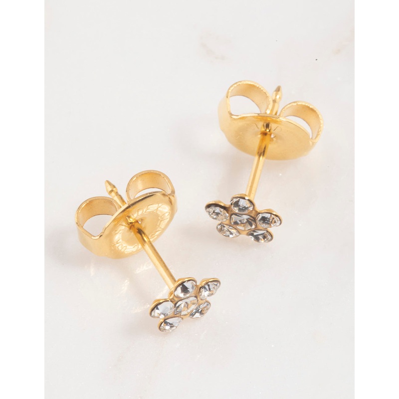 Gold 24K Daisy Crystal Percing Stud