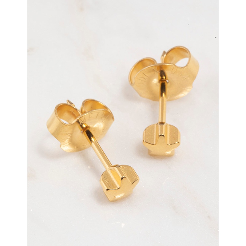Gold 24K Star Piercing Stud 4mm
