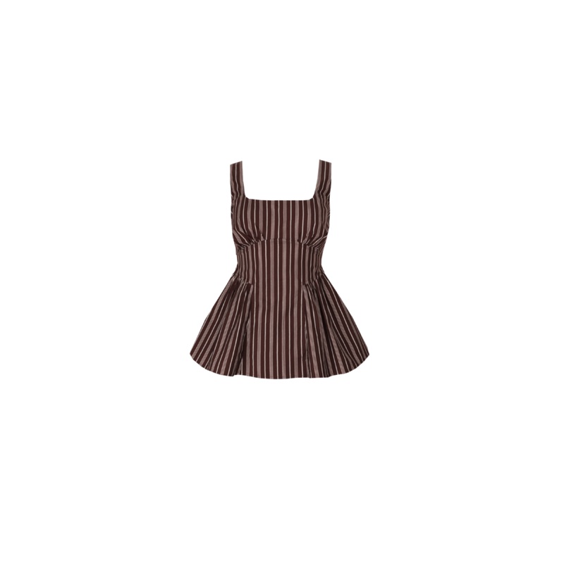 SELMA TOP BROWN PINSTRIPE|4|6|8|10|12|14|16|18|20