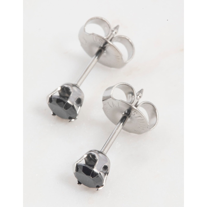 Surgical Steel Black Cubic Zirconia Piercing Stud 3mm