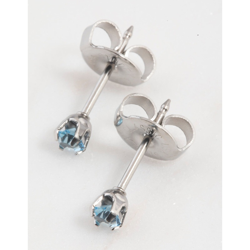 Surgical Steel Blue Crystal Piercing Stud 3mm