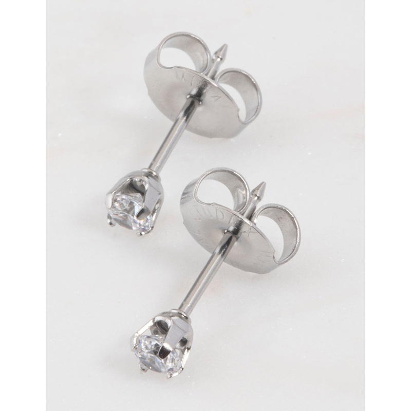 Surgical Steel Cubic Zirconia Diamond Piercing Stud 3mm
