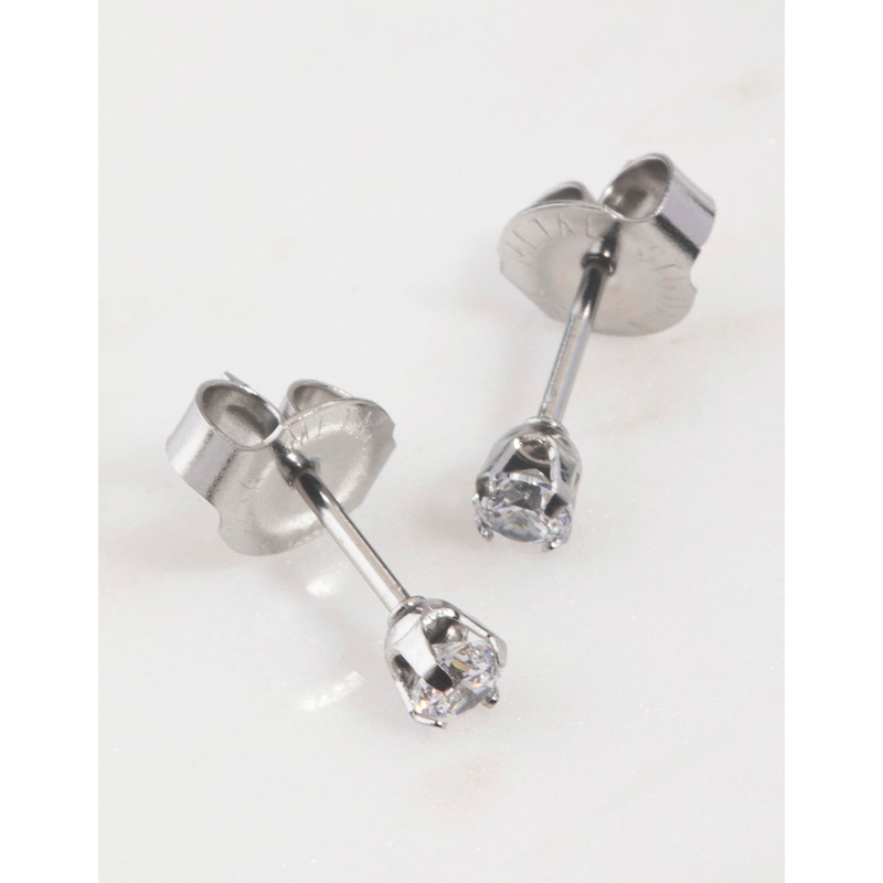 Surgical Steel Cubic Zirconia Diamond Piercing Stud 3mm