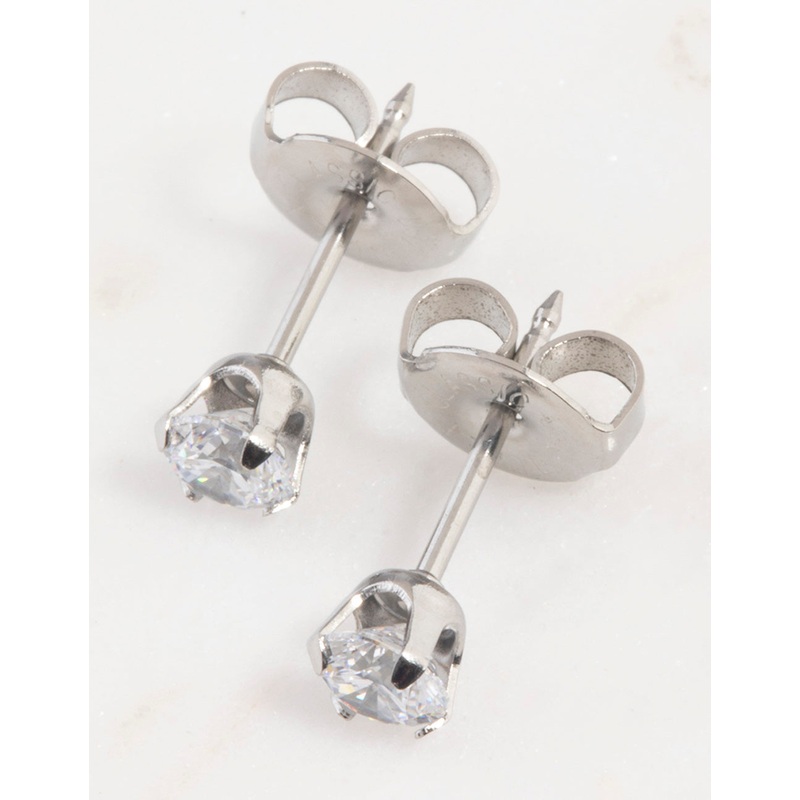 Surgical Steel Cubic Zirconia Piercing Stud 4mm