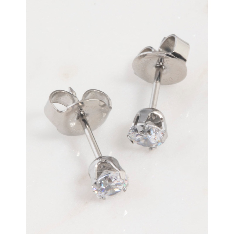 Surgical Steel Cubic Zirconia Piercing Stud 4mm