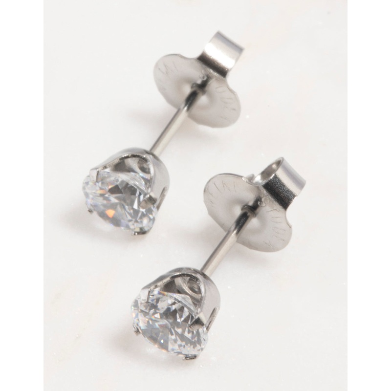 Surgical Steel Cubic Zirconia Piercing Stud 5mm
