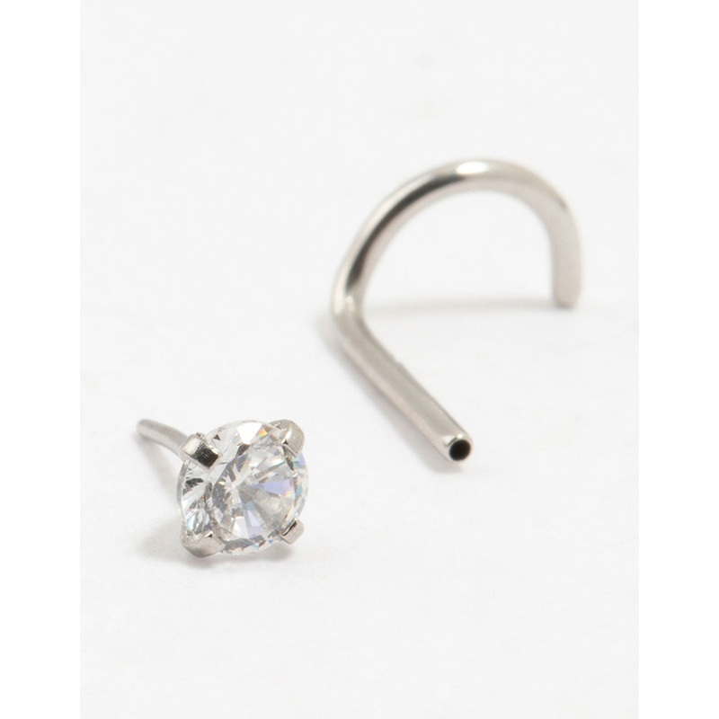 Surgical Steel Single Cubic Zirconia Threadless Nose Stud