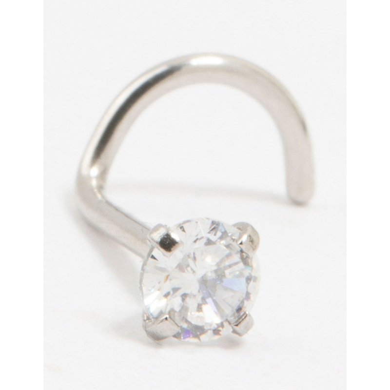 Surgical Steel Single Cubic Zirconia Threadless Nose Stud