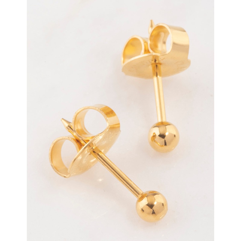 Gold 24K Ball Piercing Stud 3mm
