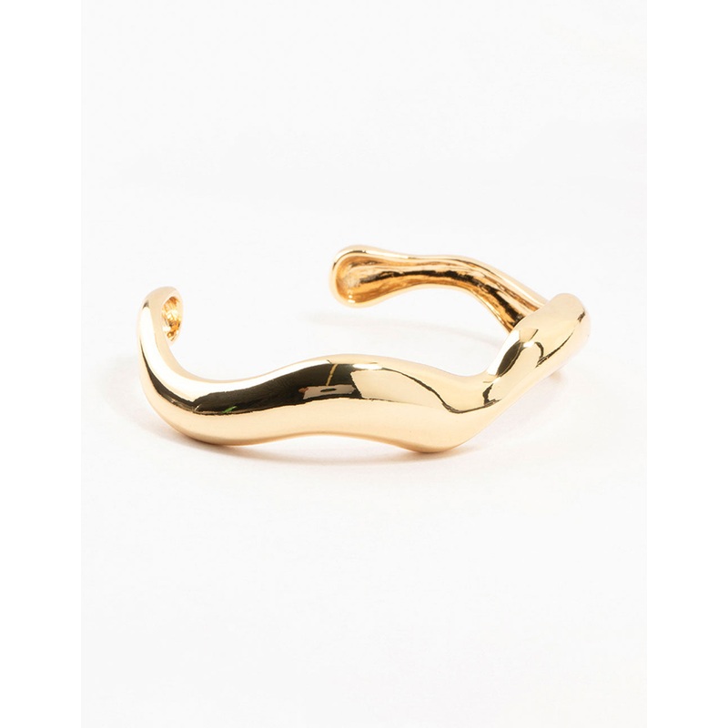 Gold Plated Organic Wave Wrist Cuff
