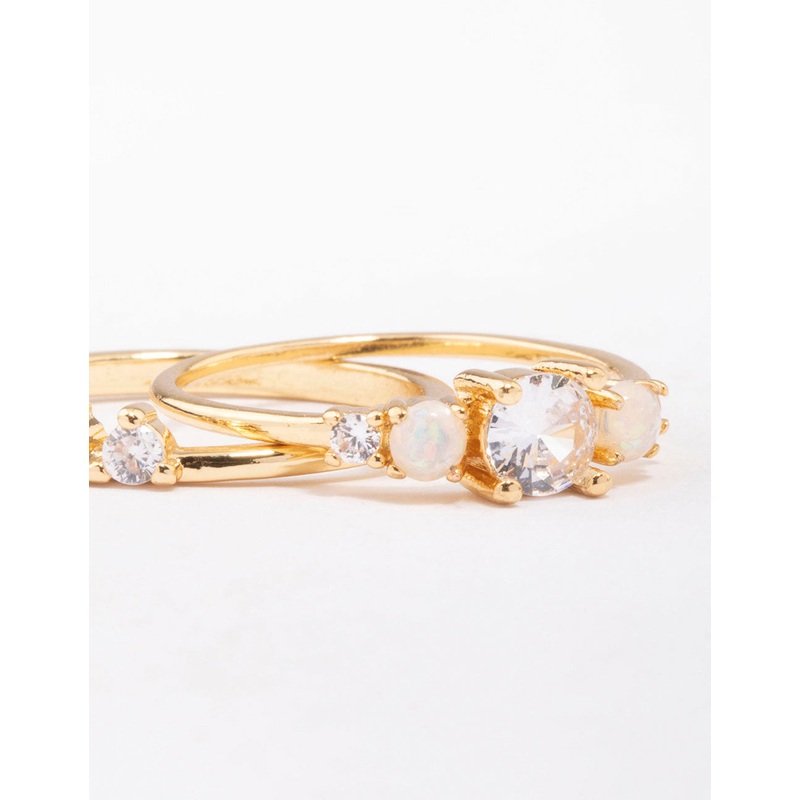 Gold Plated Petite Cubic Zirconia Stacking Ring