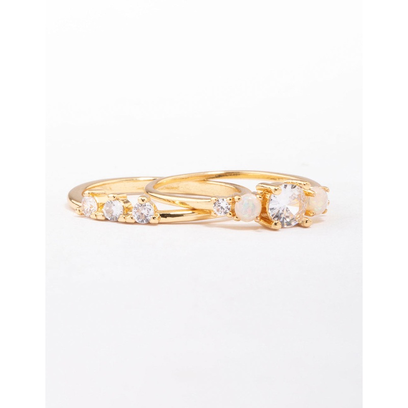 Gold Plated Petite Cubic Zirconia Stacking Ring