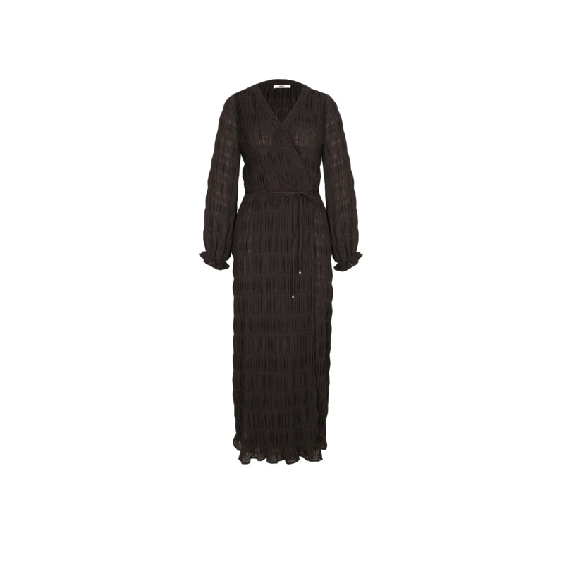 MIRELLA LONGSLEEVE WRAP DRESS BLACK