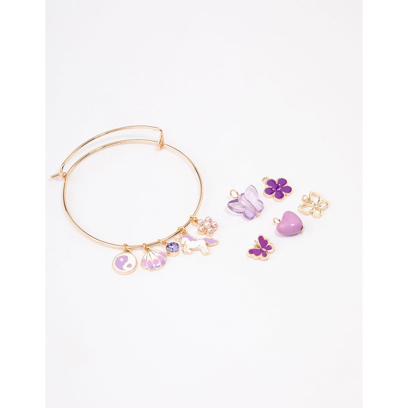 Kids Gold DIY Unicorn & Heart Charm Bracelet