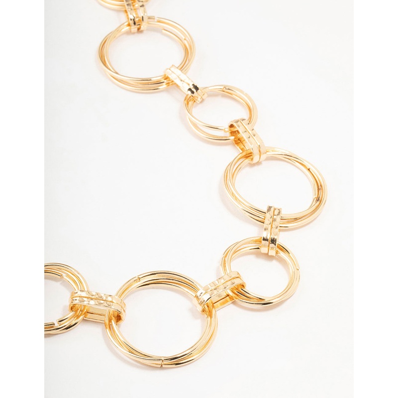 Large Gold Mixed Circle Link Belt