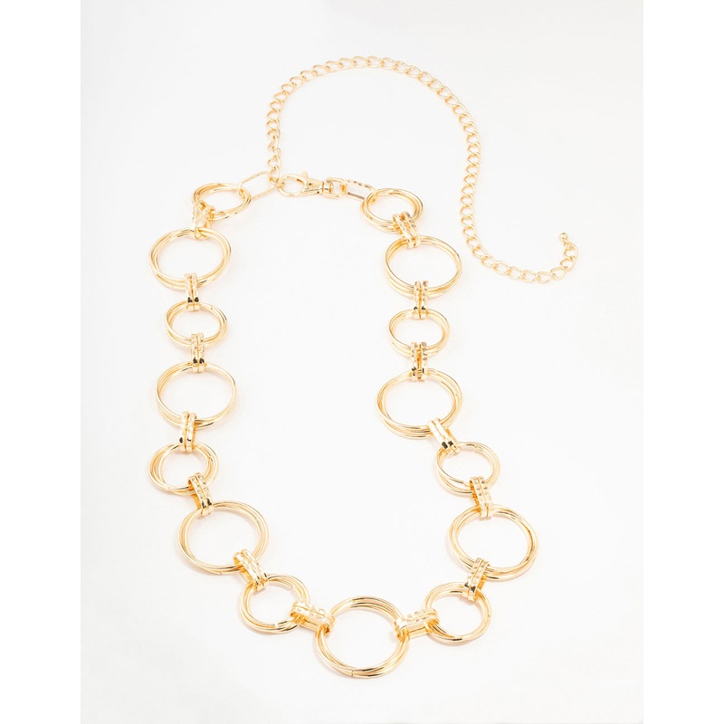 Large Gold Mixed Circle Link Belt