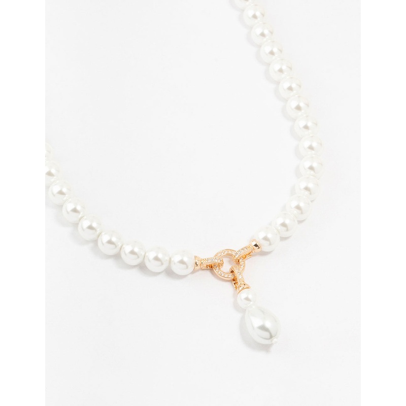 Pearl Gold Cubic Zirconia Short Necklace