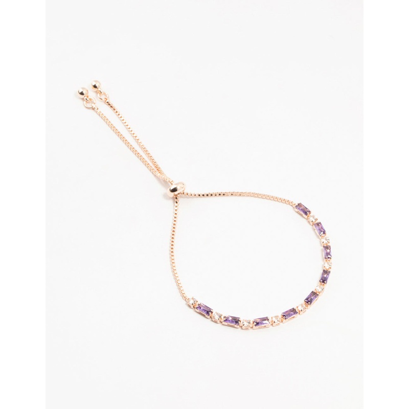 Rose Gold Purple Cubic Zirconia Toggle Bracelet