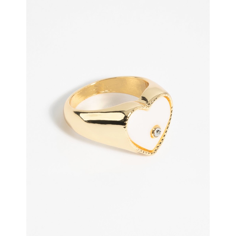 Mother of Pearl Heart Signet Ring