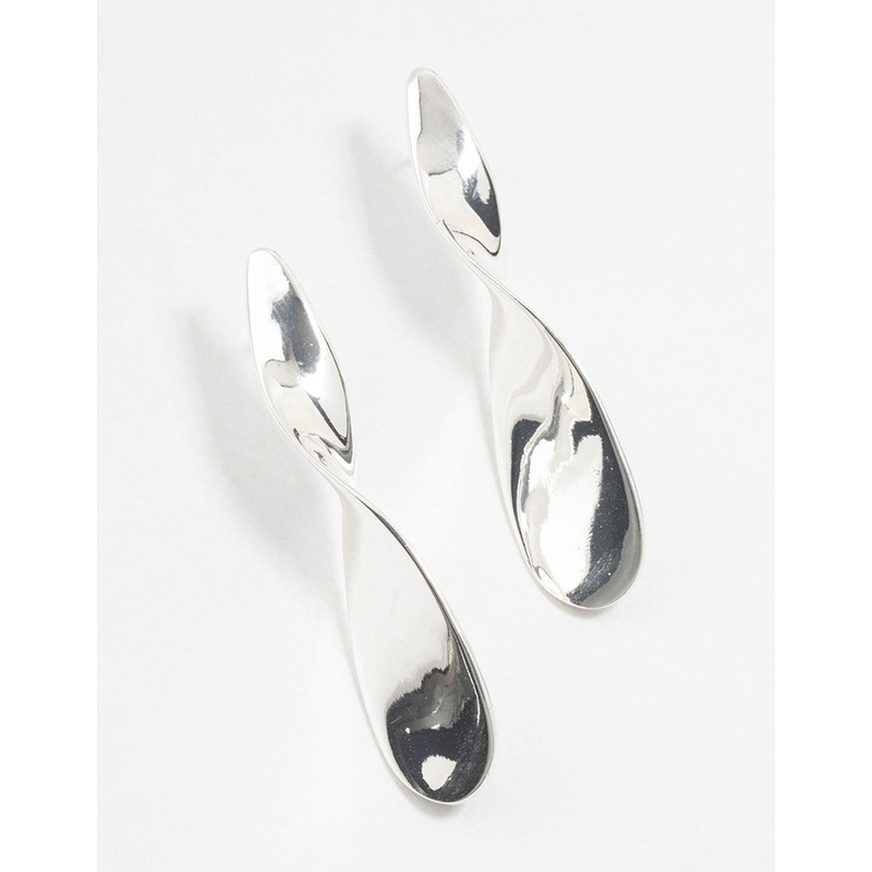 Silver Smooth Twisted Drop Earrings