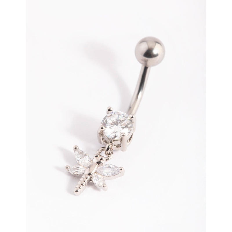 Surgical Steel Dragonfly Diamante Belly Bar