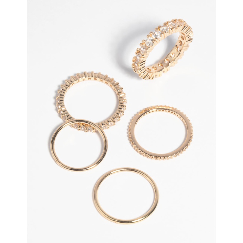 Gold Cubic Zirconia Stack Ring