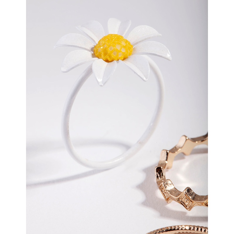 Gold Daisy Pack Ring|SM|ML