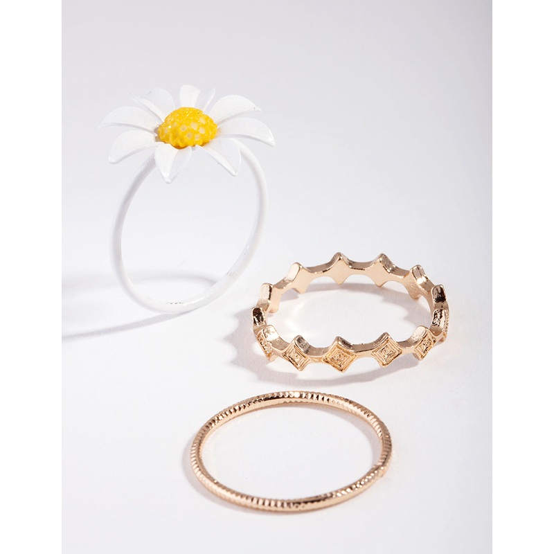 Gold Daisy Pack Ring|SM|ML