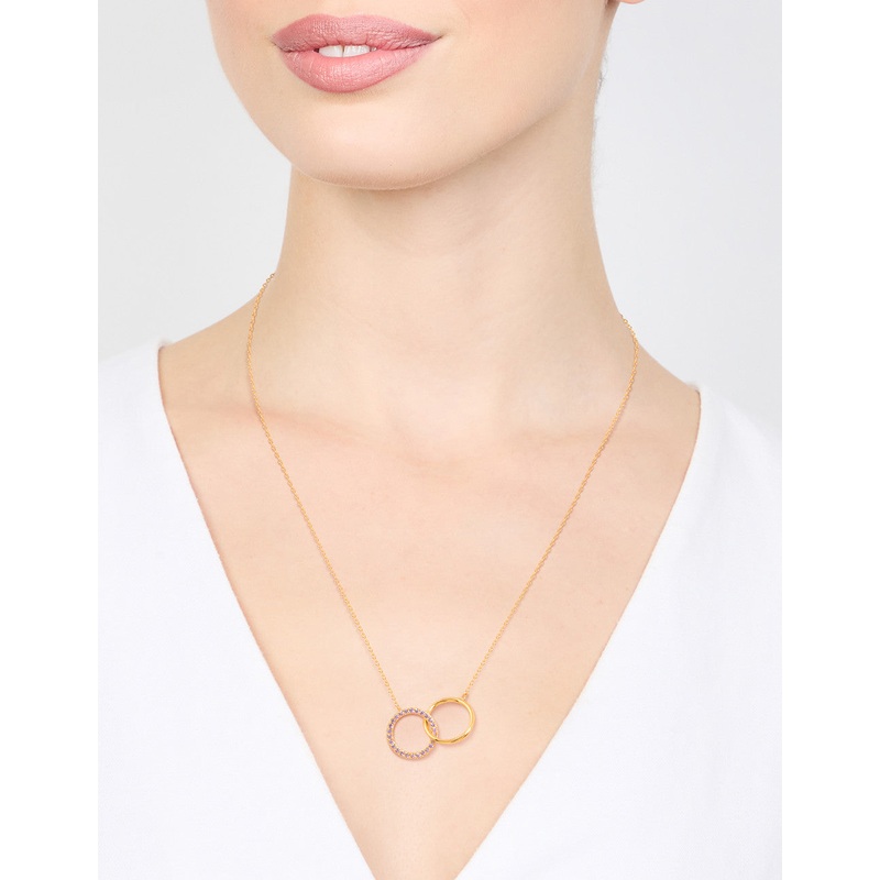 Gold Plated Sterling Silver Pave Link Hoop Necklace