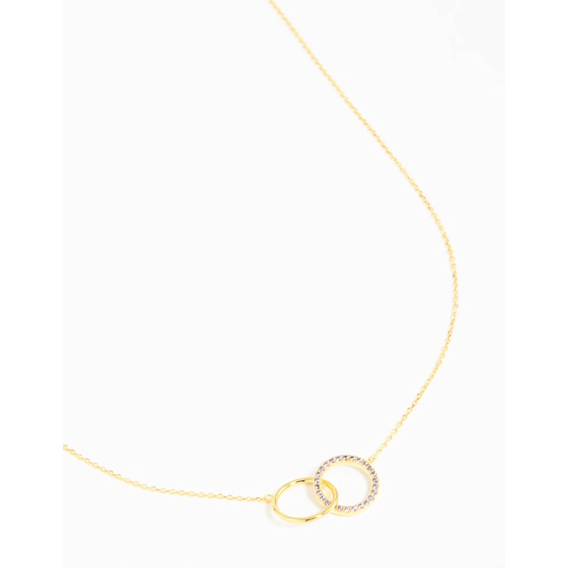 Gold Plated Sterling Silver Pave Link Hoop Necklace