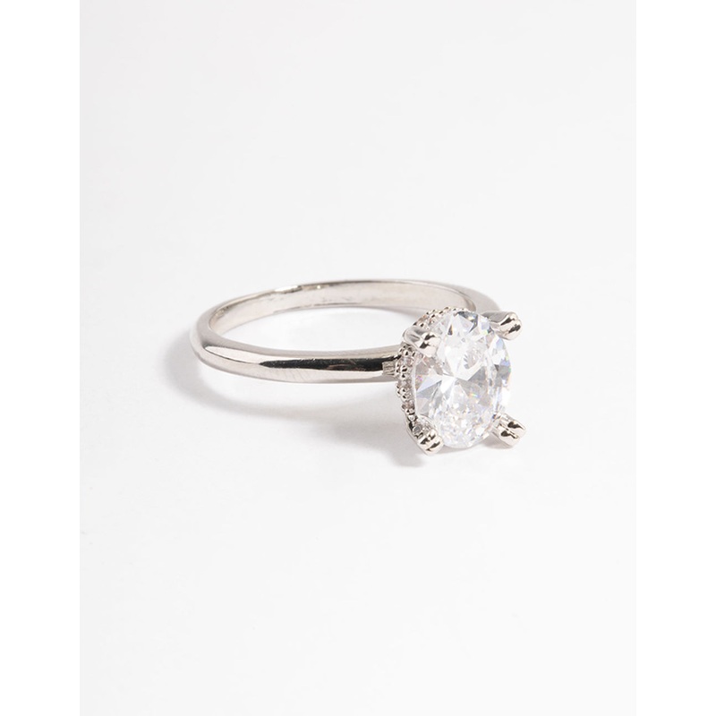 Silver Cubic Zirconia Single Oval Ring