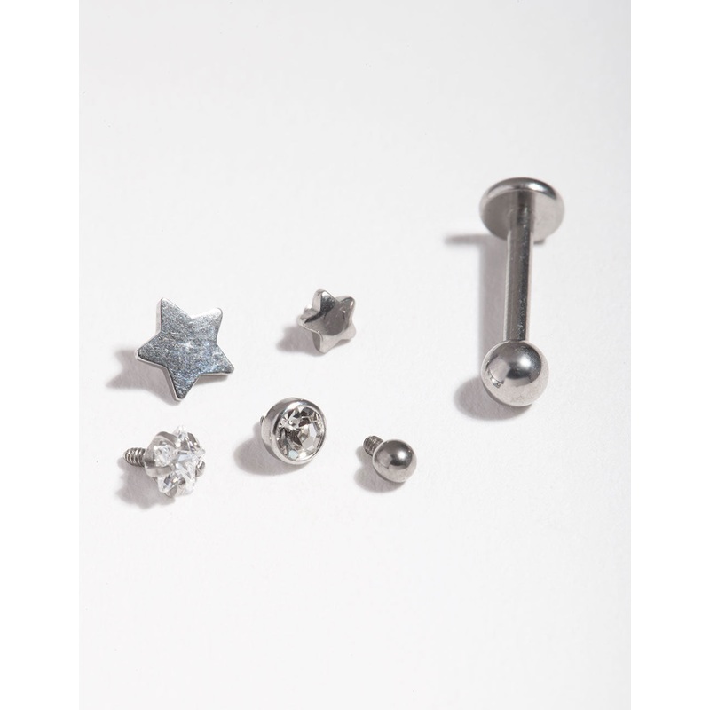Surgical Steel Diamante Star Flat Back 6-Pack