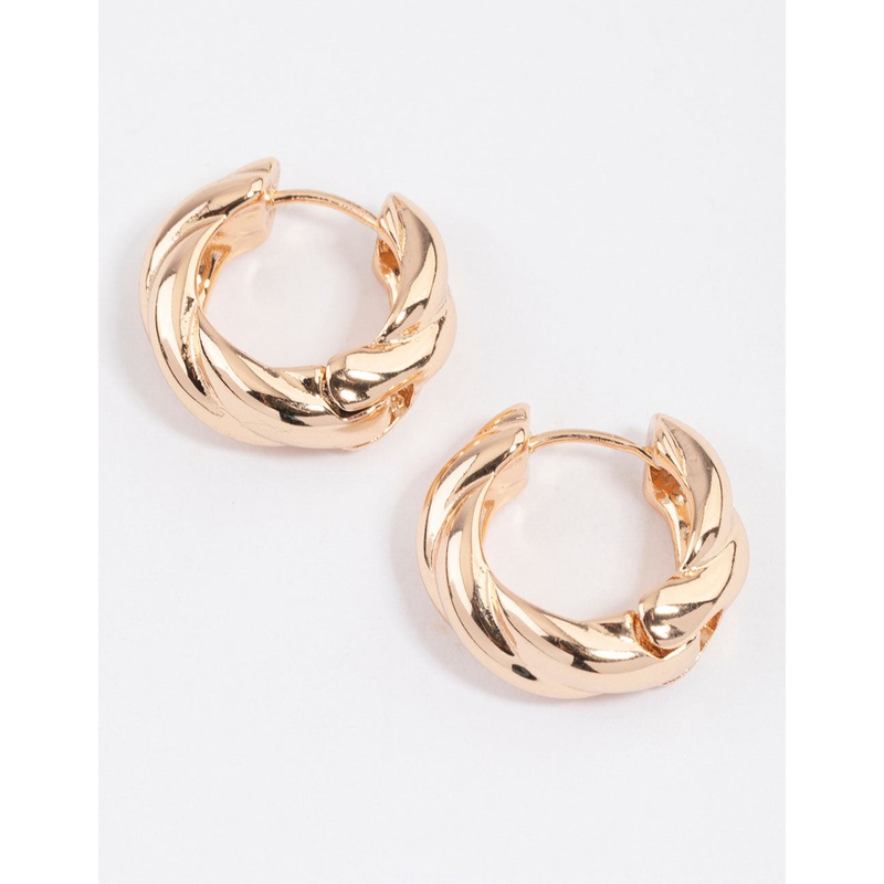 Gold Chunky Twisted Huggie Earrings & Polishing Set
