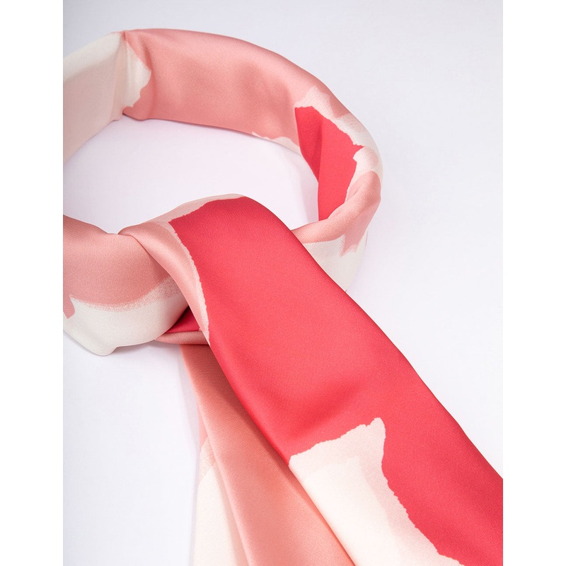 Pink & White Fabric Splatter Scarf