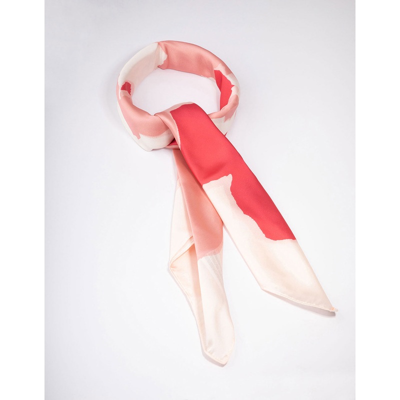 Pink & White Fabric Splatter Scarf