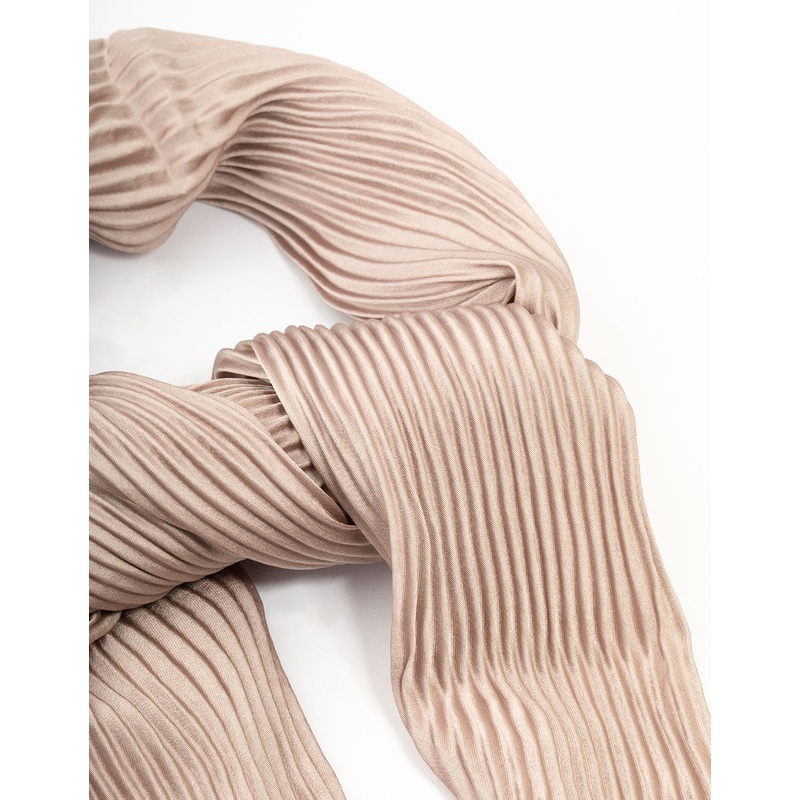 Pleated Rose Satin Fabric Scarf