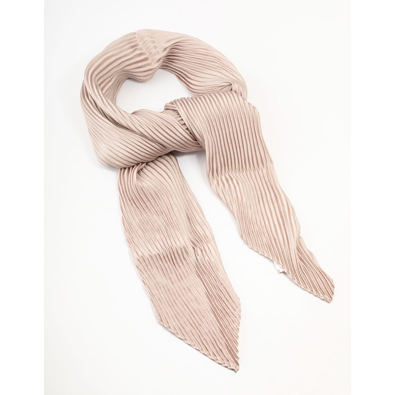 Pleated Rose Satin Fabric Scarf