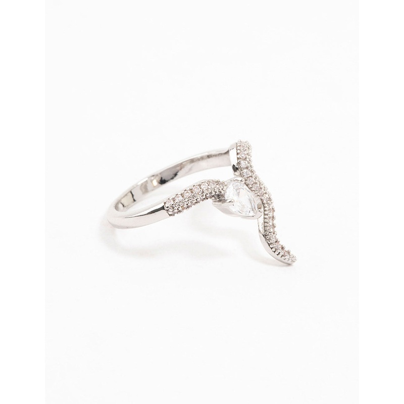 Silver Pave Cubic Zirconia Snake Ring