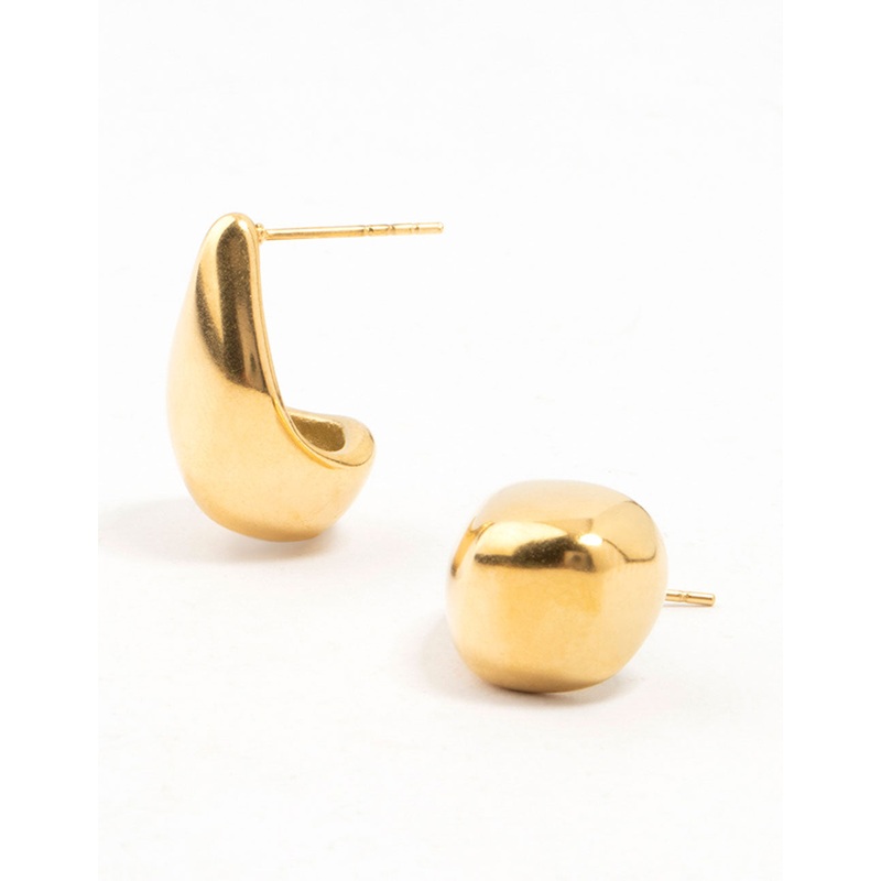 Waterproof Gold Plated Stainless Steel Organic Drop Earrings